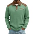 thumbnail image 2 of ZOYOEN Mens Fashion Waffle Polo Shirts- Long Sleeve Color Block Casual Button Up Golf Shirts Green Size XL, 2 of 8