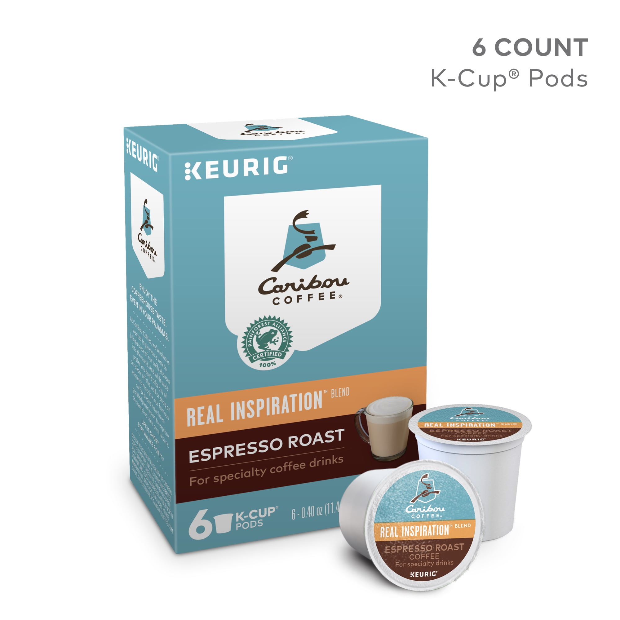 Caribou Coffee Real Inspiration Espresso Roast, Keurig KCup Pods, Dark