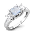 thumbnail image 2 of 2.11 Cts Square Cut Halo Three Stone Moonstone Gemstone 925 Sterling Silver Women Valentines Day Gifts Ring, 2 of 3