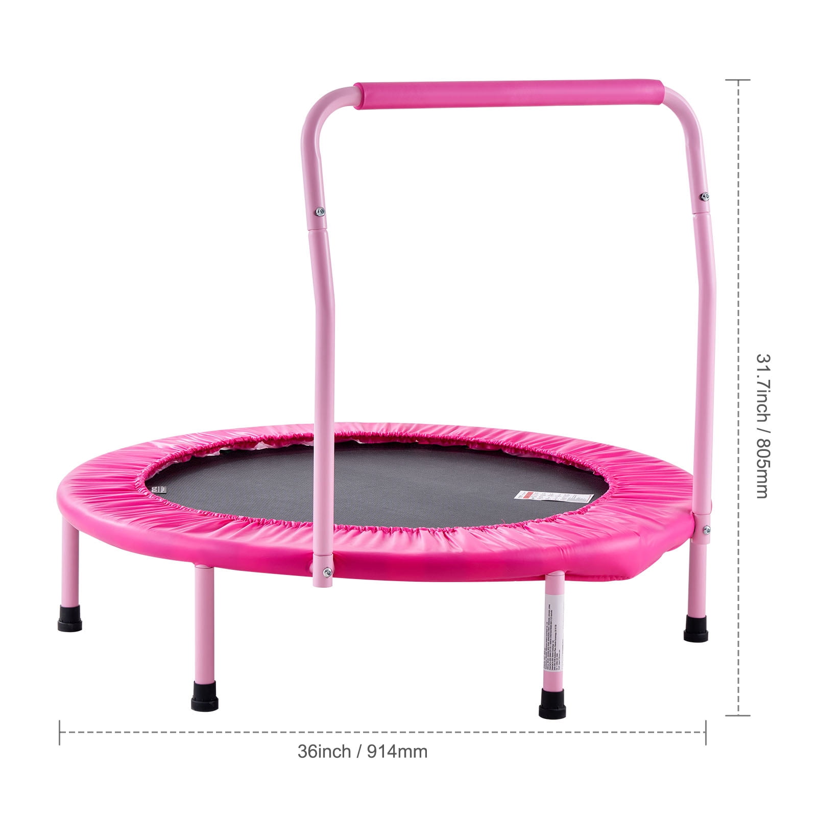 VEVOR 36" Kids Trampoline, 3FT Indoor Outdoor Trampoline, Foldable Mini Trampoline with Handle, Rebounder Trampoline for Toddlers, Birthday Gift for 3+ Years Children, Boys Girls for Fun, Pink