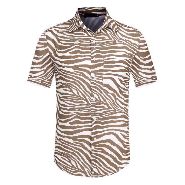 INSPIRE CHIC Men's Short Sleeve Button Front Beach Hawaiian Shirt