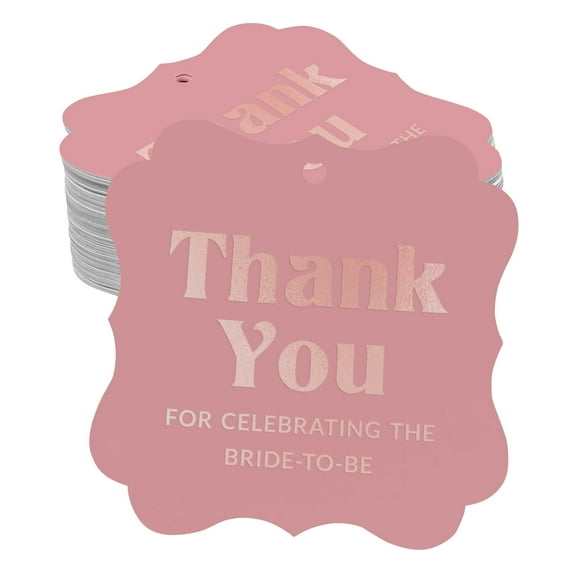 Inkdotpot Real Rose Gold Foil Bracket Shape Paper Hang Tags Thank You For Celebrating The Bride To Be Bridal Shower Favor Tags Pack Of 50