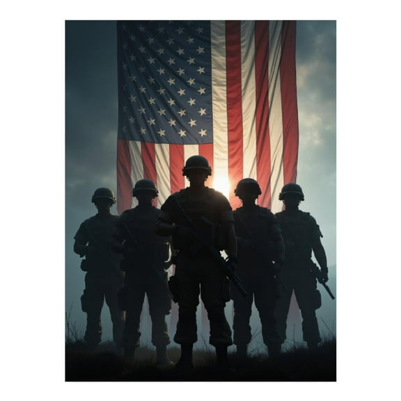 Diamond Art Kit for Adults, Soldiers Silhouettes Flag Backdrop Diamond Painting for Adults Beginners, 5D DIY Diamond Art Painting Kits, Colorful Diamond Painting Craft for Home Decor 12x16