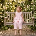 thumbnail image 3 of Girls 2-Piece Outfit Eyelet Lace Sleeveless Tunic and Wide Leg Pants Set for Girls, 3 of 6