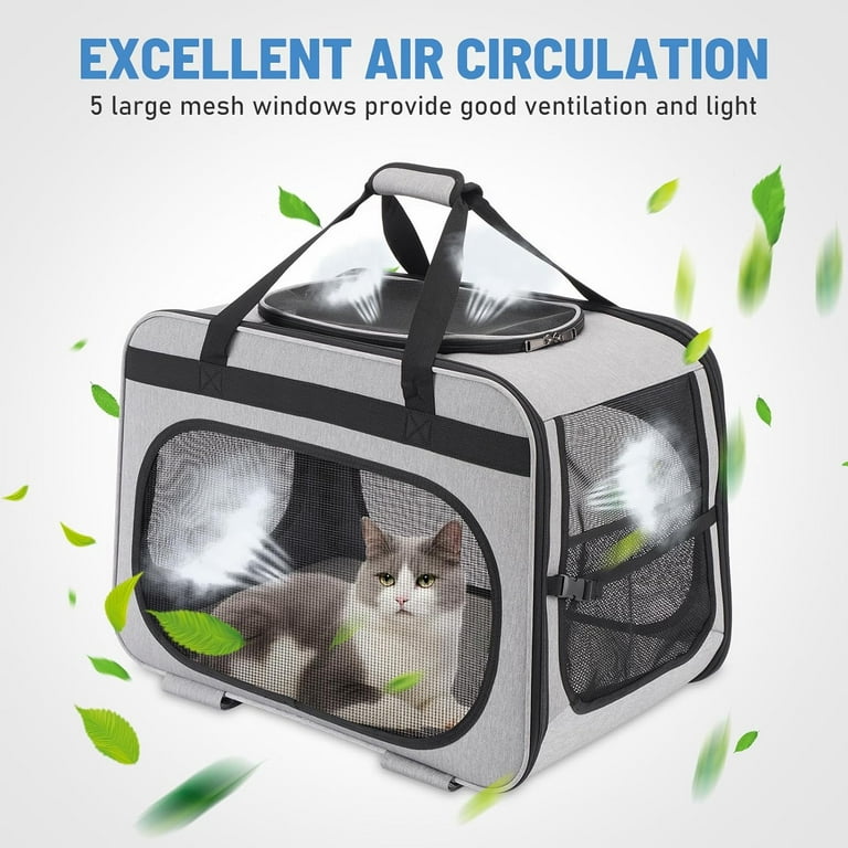 Extra Large Pet Carrier with Wheels for Small Dogs and All Breed Cats Cat Rolling Carrier for up to 4 Cats Support up to 40 Lbs Grey Walmart