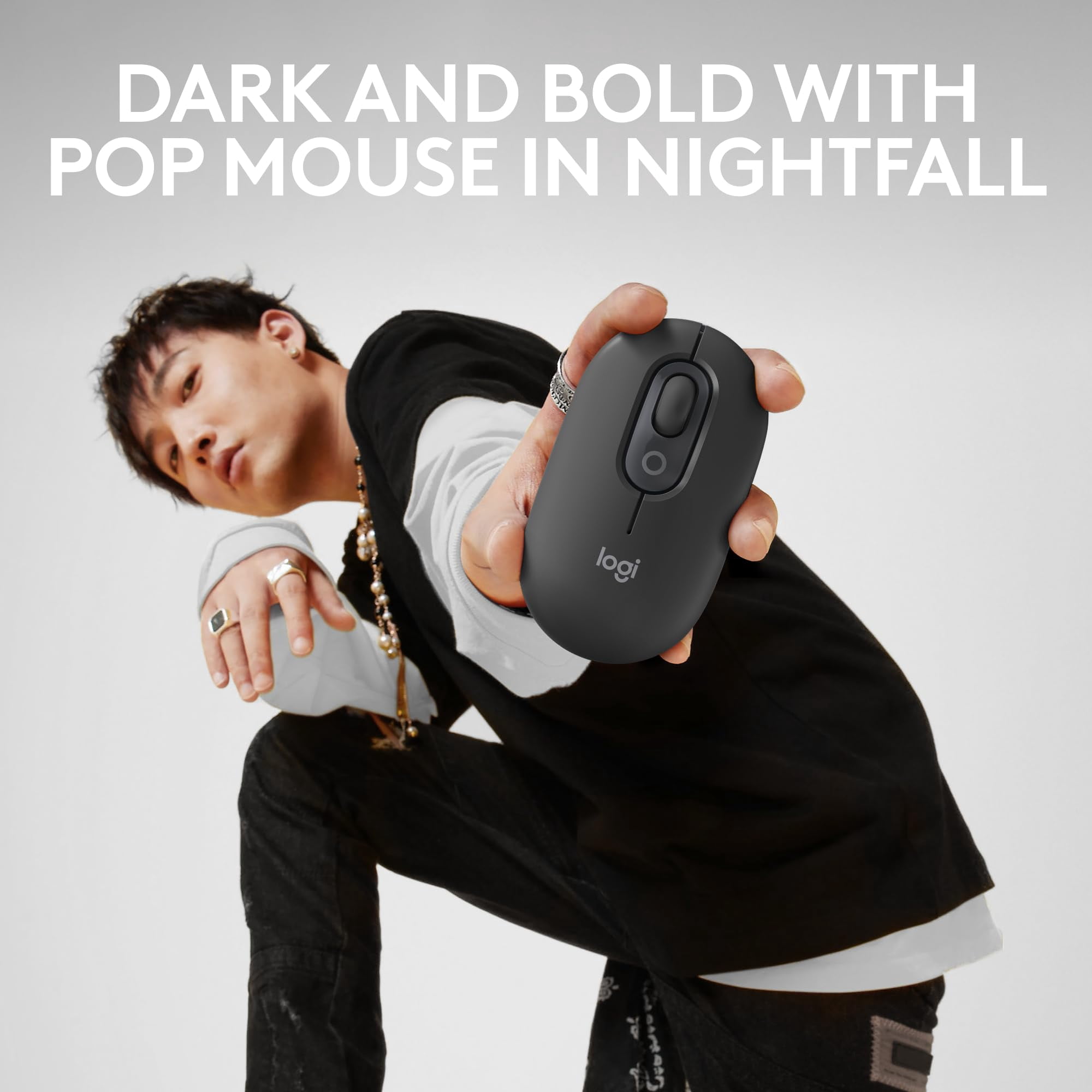 Logitech POP Mouse, Wireless Mouse with Customizable Emojis, SilentTouch Technology, Precision/Speed Scroll, Compact Design, Bluetooth, Multi-Device, OS Compatible - Graphite