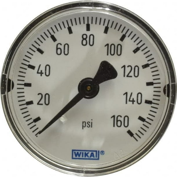 Wika 2" Dial, 1/4 Thread, 0160 Scale Range, Pressure Gauge Center Back