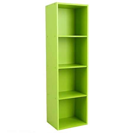 Walfront Green Easy to Assemble 3-Shelf Wood Bookcase ...