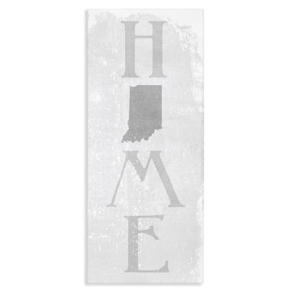 Stupell Industries Farmhouse Indiana Home State Map Grey Textured Word Design Canvas Art, 10 x 24, by Lil' Rue