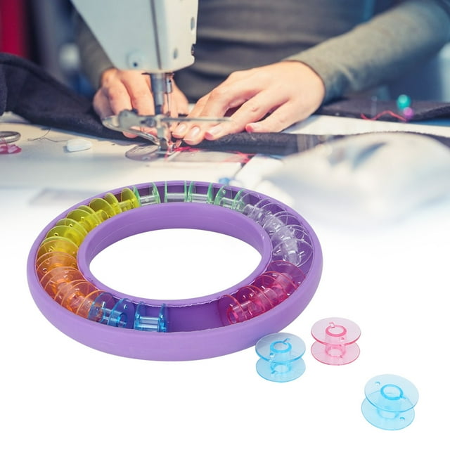 Tarente 24PCS Silicone Bobbin Storage Box Round Portable Storage DIY Handwork Home Sewing Accessories