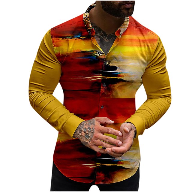 Camisa de blusa de manga larga con estampado de moda de primavera y otoño para hombre Fridja hkj1761