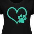thumbnail image 4 of Inktastic Teal Heart with Paw Print Women's Plus Size T-Shirt, 4 of 5