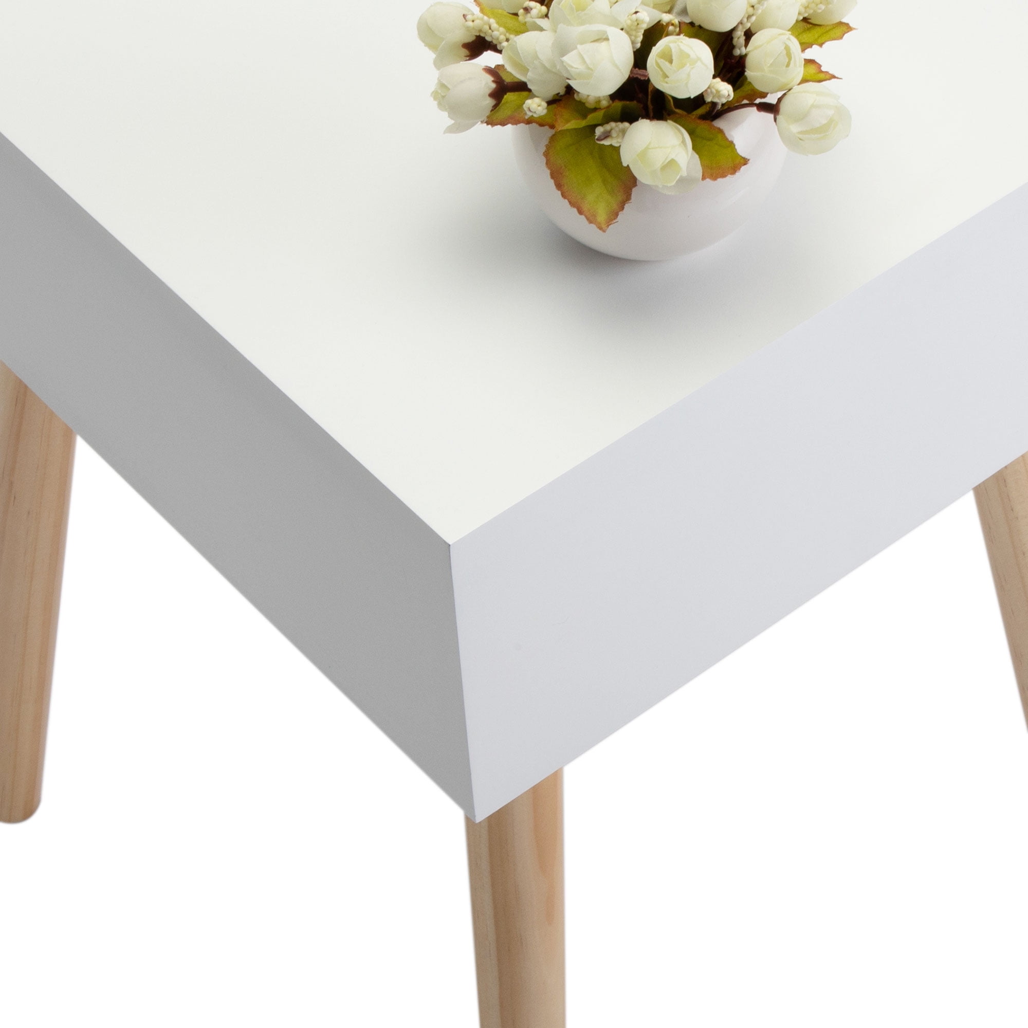 Private Jungle Set of 2 Wooden Side End Table with Solid Wood Legs, Nightstands Sofa Table w/Storage Drawer,White Private Jungle Set of 2 Wooden Side End Table with Solid Wood Legs, Nightstands Sofa Table w/Storage Drawer,White