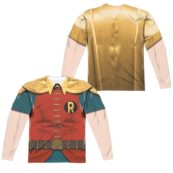 Batman Classic Tv - Robin Costume (Front/Back Print) - Regular Fit Long Sleeve Shirt - XX-Large