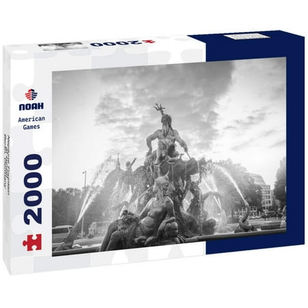 Noah Jigsaw Puzzle Neptune Fountain at sunset - Berlin, Germany in black white 2000 pieces