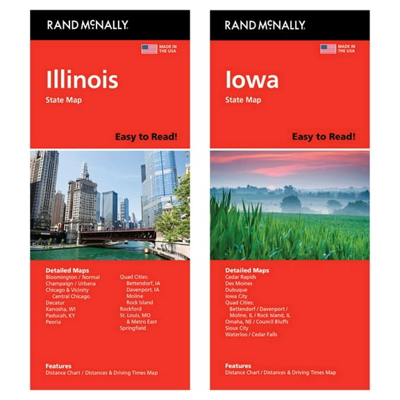 Rand McNally State Maps: Illinois and Iowa (2 Maps)