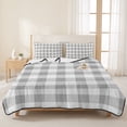 thumbnail image 3 of Full Quilt Set 78''x90'', Grey Plaid Lightweight Bedspread Coverlet Set with 2 Pillow Shams, Gradient Geometric Buffalo White Checkered Breathable All Season Quilt Bedding for Bedroom/Guest Room, 3 of 9