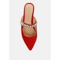 thumbnail image 6 of GEODE Pearl Embellished Slip On Mules In Red, 6 of 8