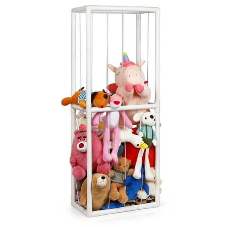 Loghot Stuffed Animal Storage Holder, Toy Organizer, PVC Plush Storage Organizer Shelf for Kids Play Room, White