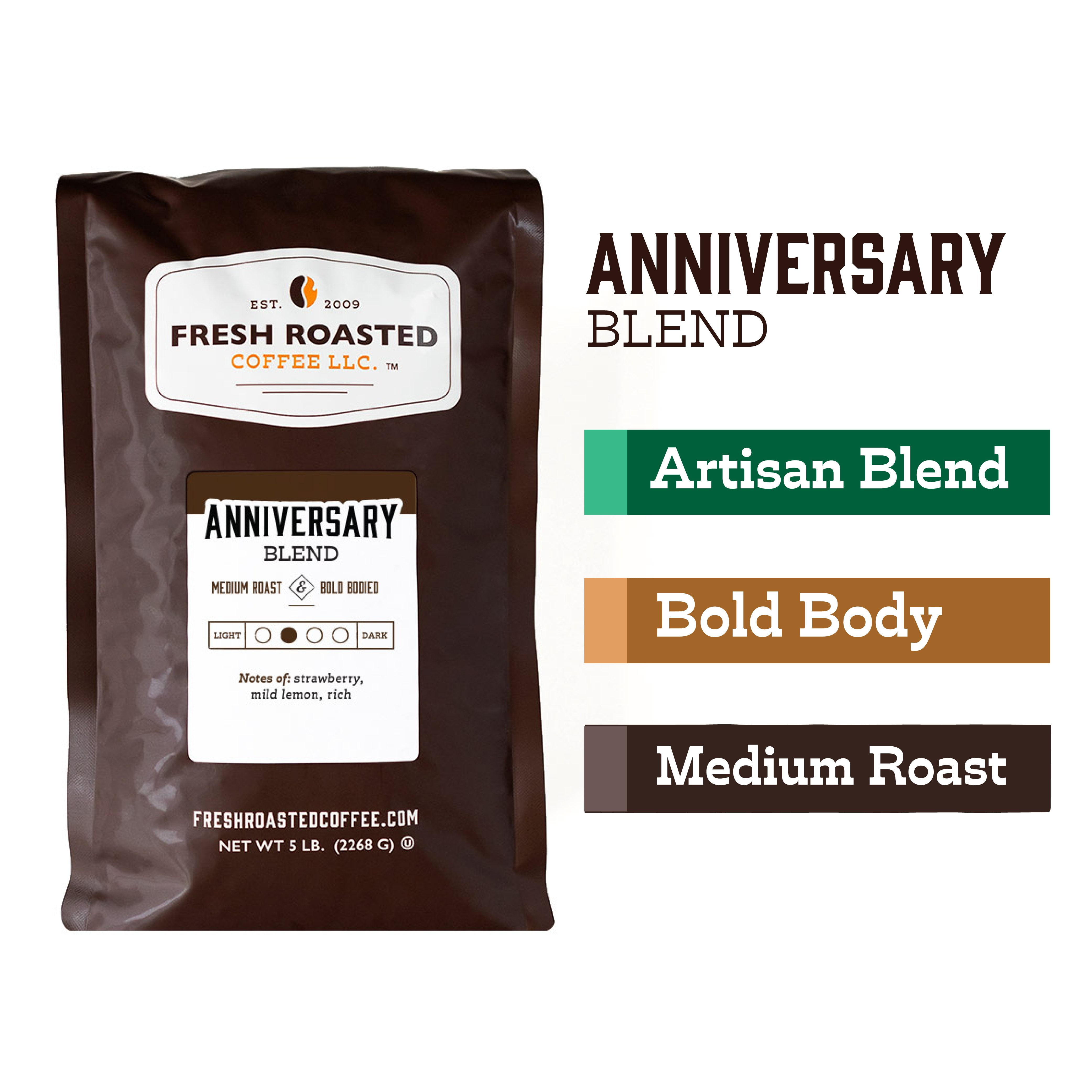 Fresh Roasted Coffee, Anniversary Blend, Medium Roast, Whole Bean, 80