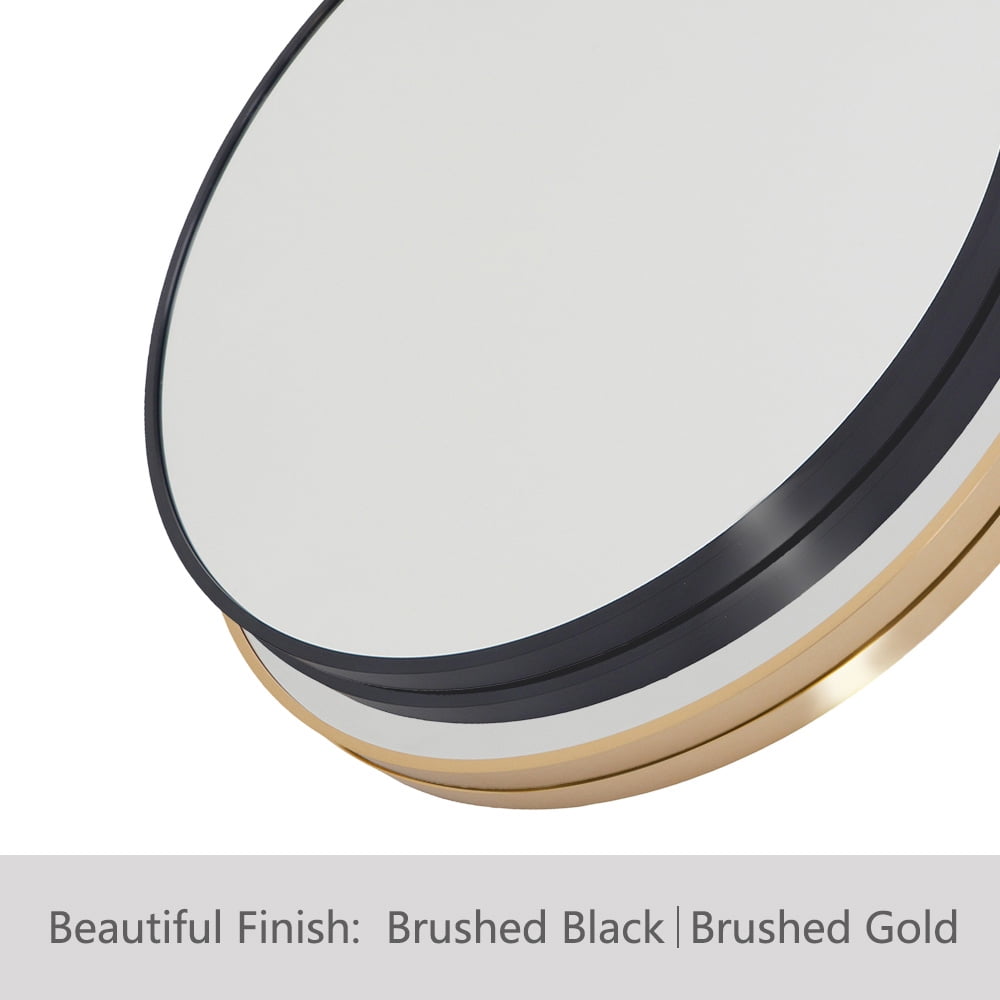 Abble 36'' Wall Mirror Round Vanity Mirror Aluminium Framed Circle Bathroom Mirror Modern Wall Mirror, Gold