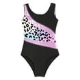 thumbnail image 3 of Ocealan Girls Ballet Dance Leotard Sport Jumpsuit Sleeveless Sparkly Fake Diamonds Bodysuit for Yoga Pink Leopard 12, 3 of 5