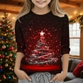 thumbnail image 2 of BFHHYA Kids' Boys Girls Christmas T-Shirt - Christmas Tree Printed 3/4-Sleeve Crew Neck Top for Daily Holiday Wear (3-12Y), 2 of 5
