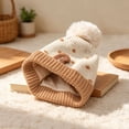 thumbnail image 5 of Wilark Toddler Christmas Hat with Pom Pom Knitted Warm Winter Cute Kids Festival Hat Beige 1-4 T, 5 of 7