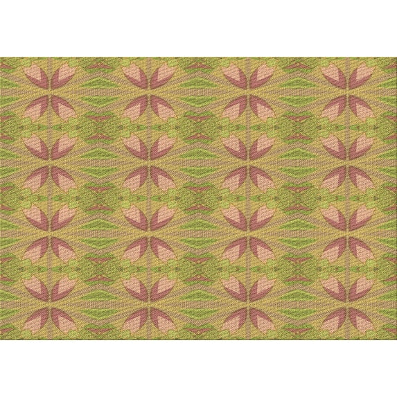 Ahgly Company Indoor Rectangle Patterned Golden Brown Yellow Area Rugs, 5' x 8'