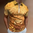 thumbnail image 2 of Highland Cow with Sunflowers Men Zipper T-shirt Summer Casual Short Sleeve T-shirt Top, 2 of 7