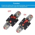 thumbnail image 2 of 30A 40A 50A 60A 80A 100A 150A Disyuntor de audio Auto Car Stereo Portafusibles en línea Inversor, reinicio manual 12V-24V DC para protección del sistema de audio de barcos marinos automotrices, 2 of 7