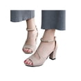 thumbnail image 3 of Gomelly Women Heeled Sandals Block High Heels Chunky Heel Dress Sandal Comfort Pumps Wedding Party Off White 4.5, 3 of 4