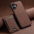 thumbnail image 3 of ELEHOLD for iPhone 16 Case, Compatible with Mag Safe Accessory, 2 in 1 Detachable Magnetic Card Holder Faux Lychee Pattern Leather Kickstand Wallet Case for iPhone 16,Brown, 3 of 7
