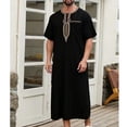 thumbnail image 3 of DAFPZW Mens Thobe Moroccan Kaftan Muslim Silk Thobe Islamic Clothing Long Gown Muslim Middle East Dresses Dubai Ramadan Clothes, 3 of 8