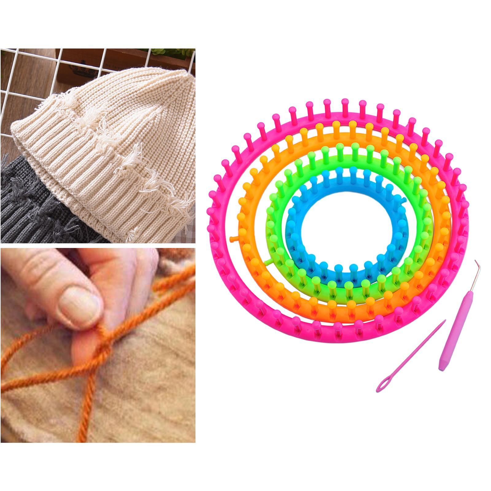Mira Handcrafts Complete Round Knitting Loom Kit | 4 Knitting Circle Looms, 4 Pompom Makers, 3 Plastic Needles, 1 Soft Grip Pick | Perfect Crochet