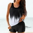 thumbnail image 3 of Tqyyweavej Women's Tankini Swimsuits Gradient Print Sleeveless Color Block Tank Top and Black Tummy Control Summer Swim Board Shorts, 3 of 7