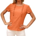 thumbnail image 3 of Minnieouse Mujer Camiseta Verano Cuello Manga Corta Volantes Casual Top Suelto Prendas para la parte del cuerpo Naranja XL, 3 of 6