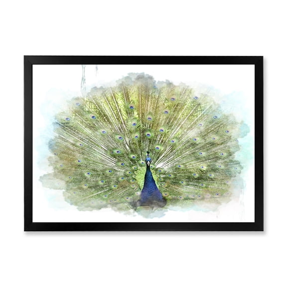 Designart 'Dancing Peacock Bird' Traditional Framed Art Print