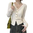thumbnail image 4 of BUYISI Womens Cozy and Single Breasted Long Sleeve Sweater Jacket for Daily Use White Average size, 4 of 9