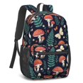 thumbnail image 2 of Mushroom and Moon Black Pattern 17" School Backpacks for Teens,Waterproof Oxford Fabric,S-Shape Padded Straps for School,Travel,Hiking,Camping, 2 of 6