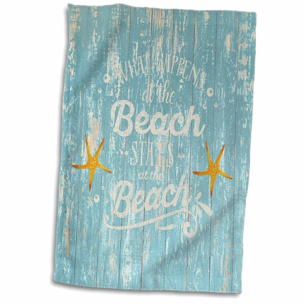 3dRose Funny Beach Quote On Teal WoodMaritime Summer Saying Towel