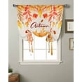 thumbnail image 2 of Orange Pumpkins Fall Tie Up Curtains for Kitchen Bathroom Bedroom Windows 63 Inch Length, Thanksgiving Botanical Maple Leaf Rustic Balloon Drape Curtains Shade Rod Pocket Curtain Panel, 46"x63", 2 of 7
