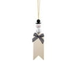 thumbnail image 1 of Black Wooden Christmas Hanging Tag With Bead, Writeable Drawable Gift Label For Tree Diy Ornament, Snowman Themed Holiday Decor, 1 of 6