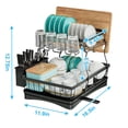 thumbnail image 3 of Estante para secar platos, 7 códigos, grande, 2 niveles con soporte para utensilios, negro, 3 of 7