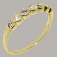 thumbnail image 2 of LBG British Made 9k Yellow Gold ring with Natural Diamond & Amethyst Womens Eternity Ring - 33 size options - Size 11.25, 2 of 9