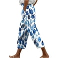 thumbnail image 4 of LIBRCLO Capri Pants for Women Drawstring Elastic Waist Print Pants with Pockets Casual Summer Fashion Trousers, 4 of 6