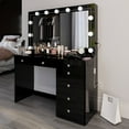 thumbnail image 3 of Ember Interiors Peggy Makeup Vanity Desk with Mirror, Lights & Charging Station, 3 of 6