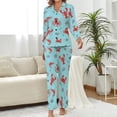 thumbnail image 2 of Top-kevin Women's Pajama Sets Seafood Fruit Pattern Long Sleeve Lounge Sets Pjs Sleepwear with Pockets, 2 of 6