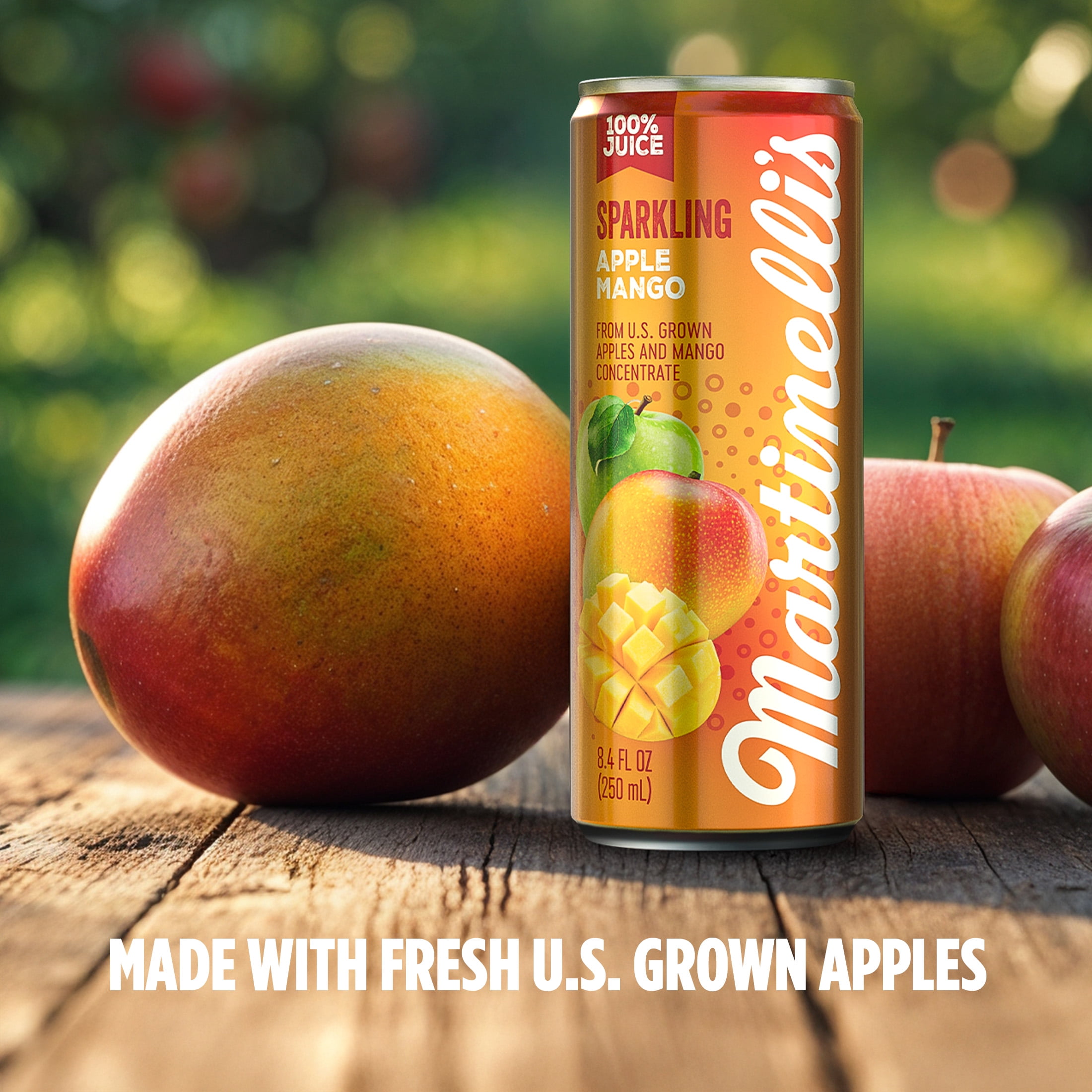 Martinelli's Gold Medal Sparkling Apple Mango with 100% Juice, 8.4 fl oz, 4 Pack Cans