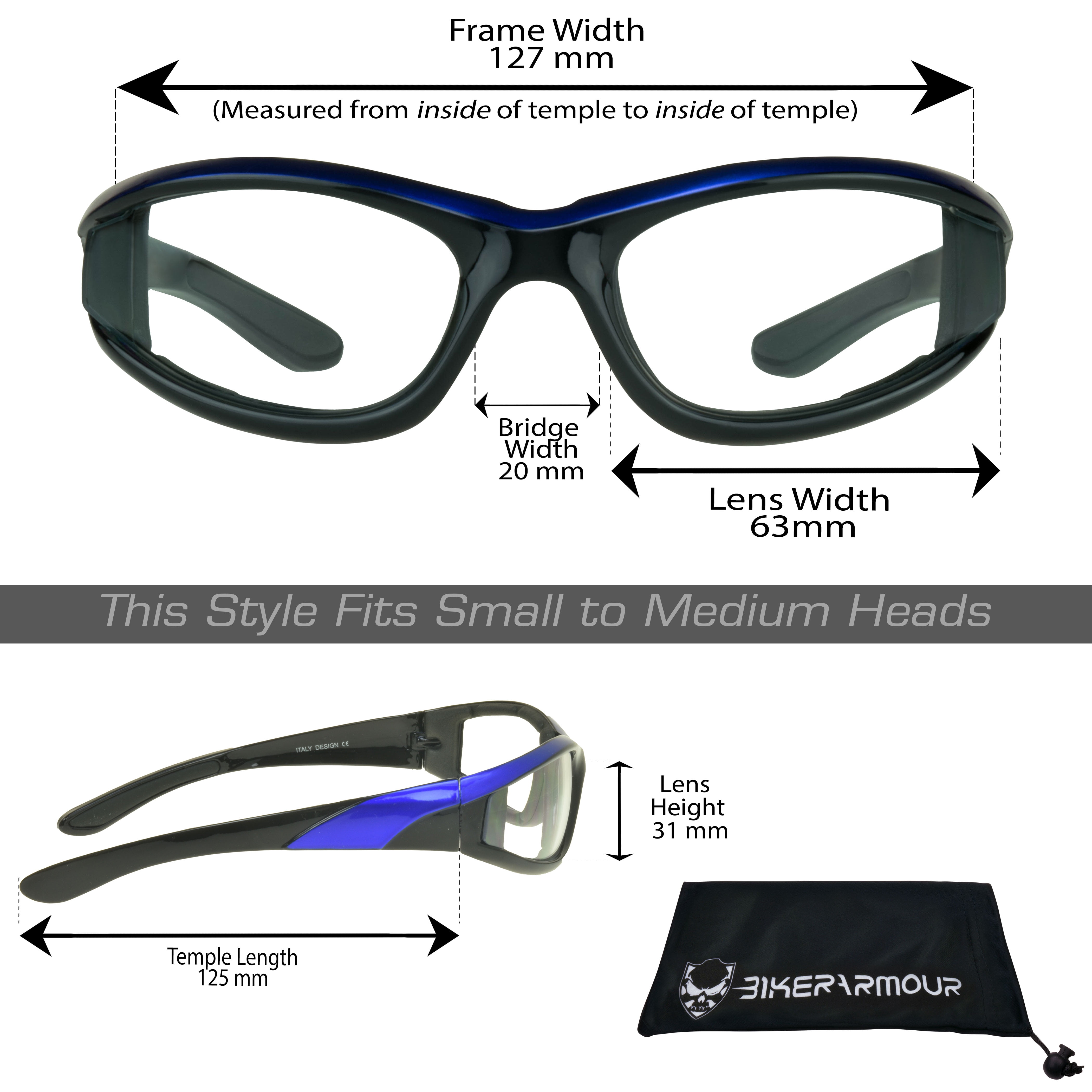 Bikershades Motorcycle Biker Day Night Safety Glasses Men Women Blue Clear & Gray